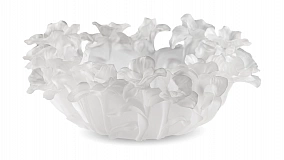 Чаша декоративная Decor de Table Pate de Verre Cristal Фиалка 30 см, белая, п/к
