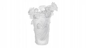 Ваза настольная Decor de Table Pate de Verre Cristal Роза 20 см, хрустальное тесто, белая, п/к