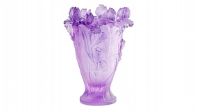 Ваза Decor de Table Pate de Verre Cristal Ирисы 32 см, хрустальное тесто, фиолетовая, п/к