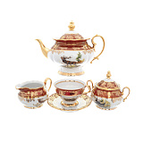 Чайный сервиз на 6 персон Queen's Crown Aristokrat Охота красная