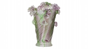 Ваза Decor de table Роза 35 см, хрусталь, сиреневая