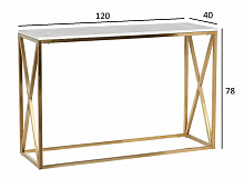 Консоль искусственный белый мрамор Bianco Namibia/матовое золото GARDA DECOR