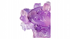 Конфетница Decor de Table Pate de Verre Cristal Ирисы 17 см, хрустальное тесто, фиолетовая, п/к