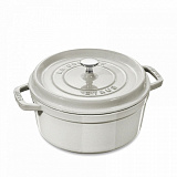 Кокот круглый, 22 см, 2,6 л, белый трюфель Staub