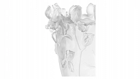 Ваза Decor de Table Pate de Verre Cristal Ирисы 32 см, хрустальное тесто, белая, п/к