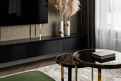 Набор из 2х журнальных столиков (стекло черный мрамор/золото) GARDA DECOR