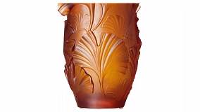 Ваза Decor de table Гинкго 30 см, хрусталь, янтарная