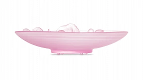 Блюдо Decor de Table Pate de Verre Cristal Орхидея 18 см, хрустальное тесто, розовое, п/к